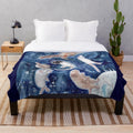 Plush blanket featuring a star-filled design with a rat silhouette