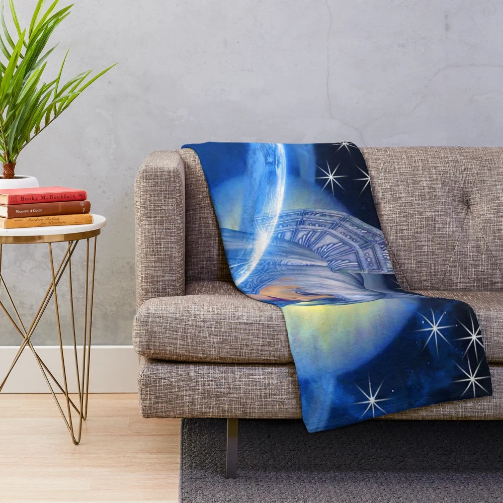 Plush blanket with abstract space-inspired design
