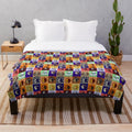Cozy plush blanket featuring a celestial design with the sun and moon