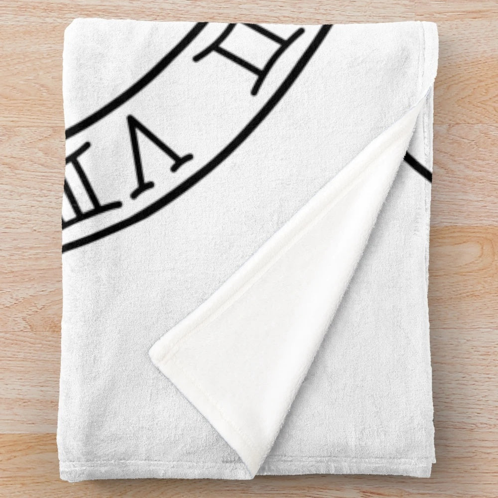 Plush blanket featuring a protection wheel design with angelic elements