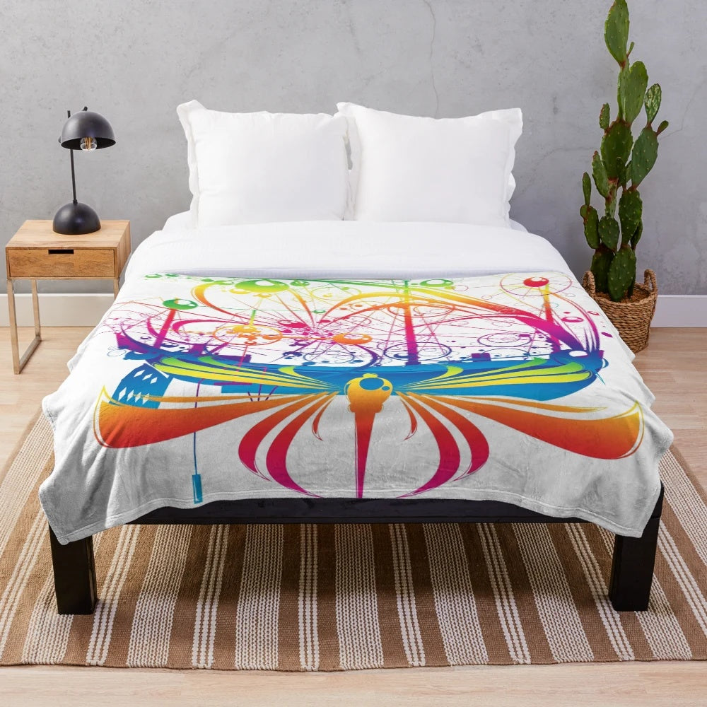 Sailing ship plush blanket with cosmic, starry design