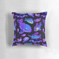 A decorative pillow featuring a design of ocean-themed constellations and marine life.