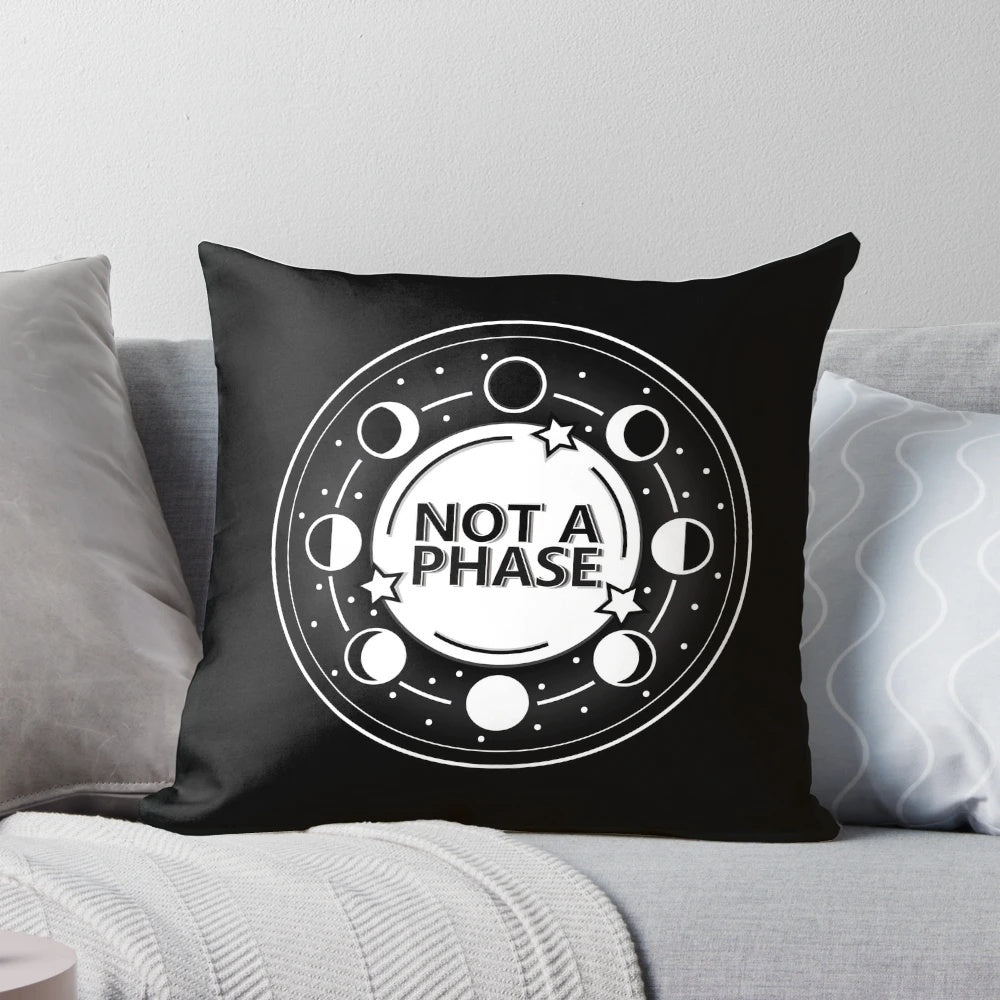 Soft, decorative pillow featuring a moon phase design for astrology and witch-themed home decor