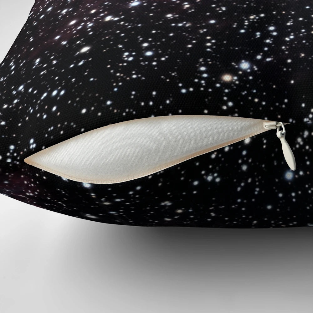 Space galaxy pillow with stars, planets, and nebulae in a cosmic design