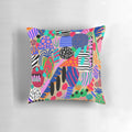 A plush, decorative pillow featuring a vibrant space garden design, perfect for adding a touch of cosmic style to any room.