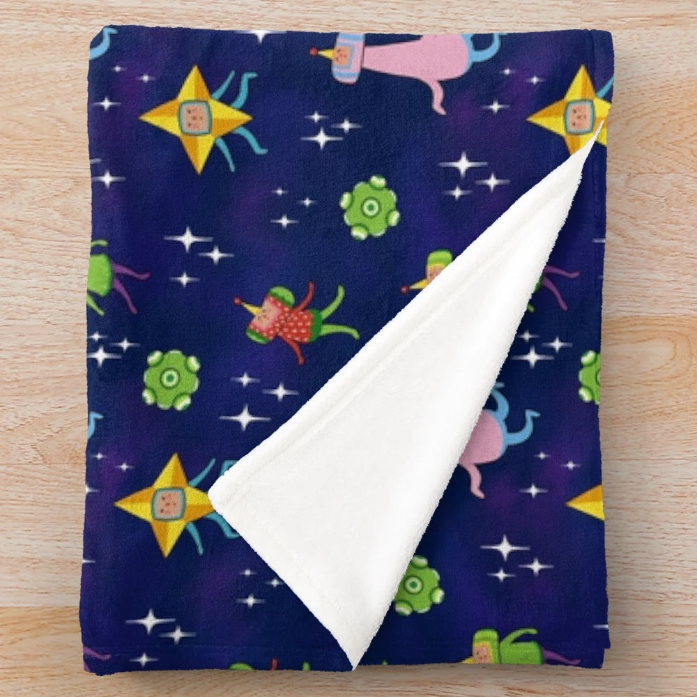 Katamari-inspired space pattern plush blanket