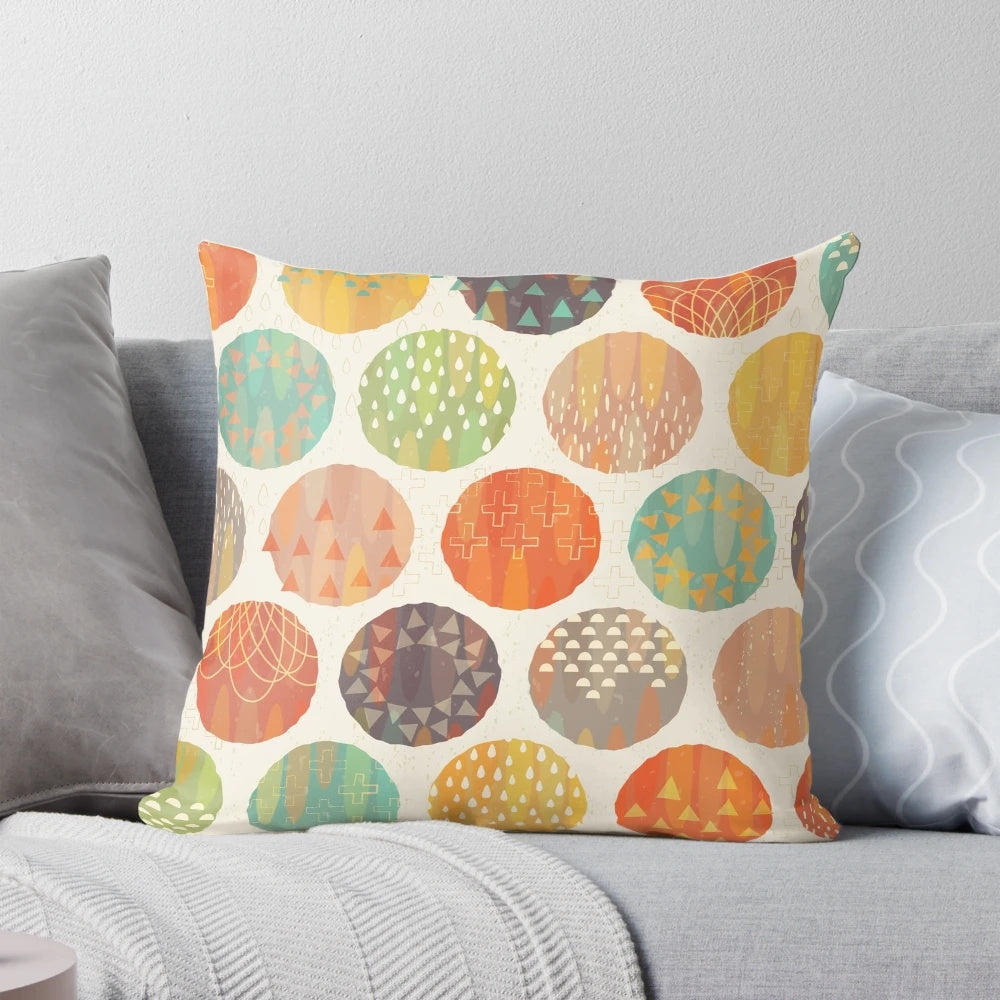Celestial space pillow with geometric solar system design