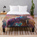 Stag silhouette against a starry night sky on a plush blanket