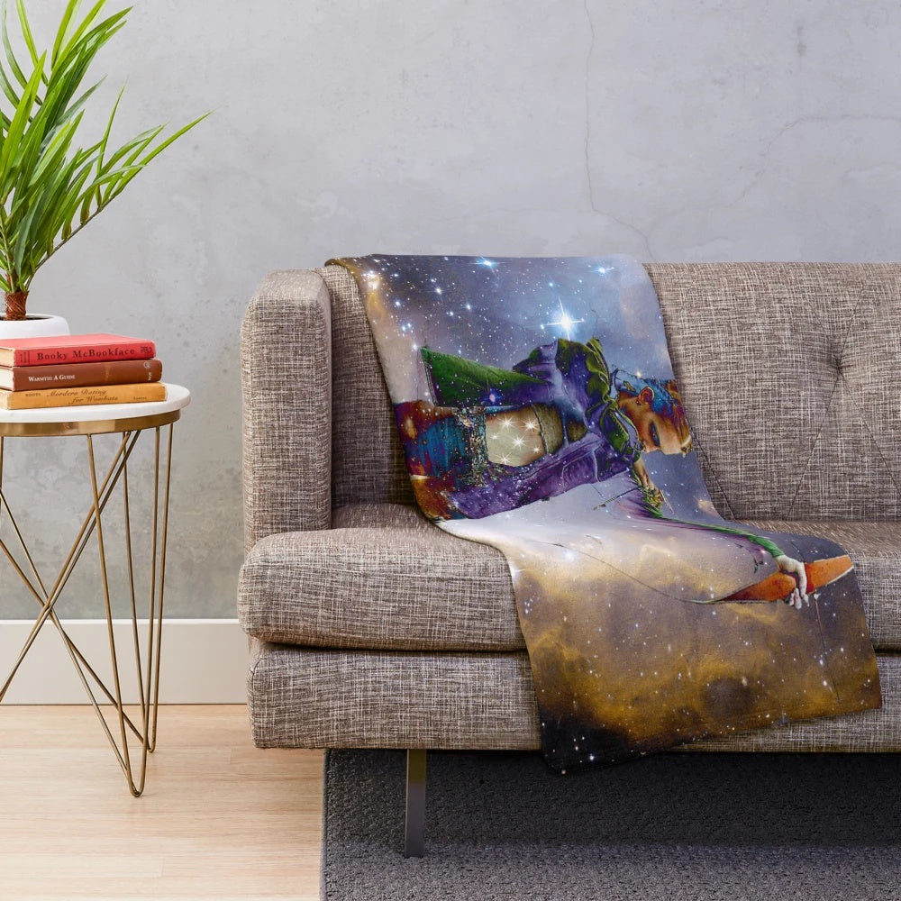 Cozy plush blanket featuring a star archer design in a colorful, abstract pattern