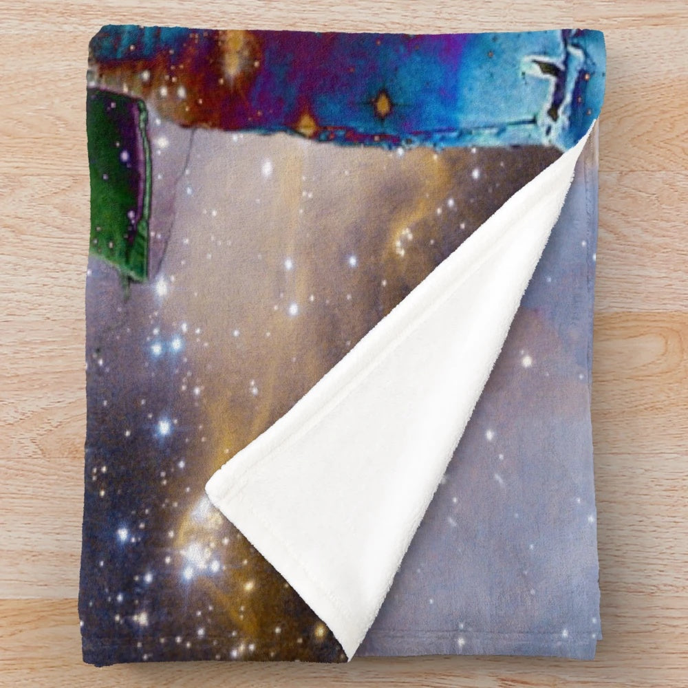 Cozy plush blanket featuring a star archer design in a colorful, abstract pattern