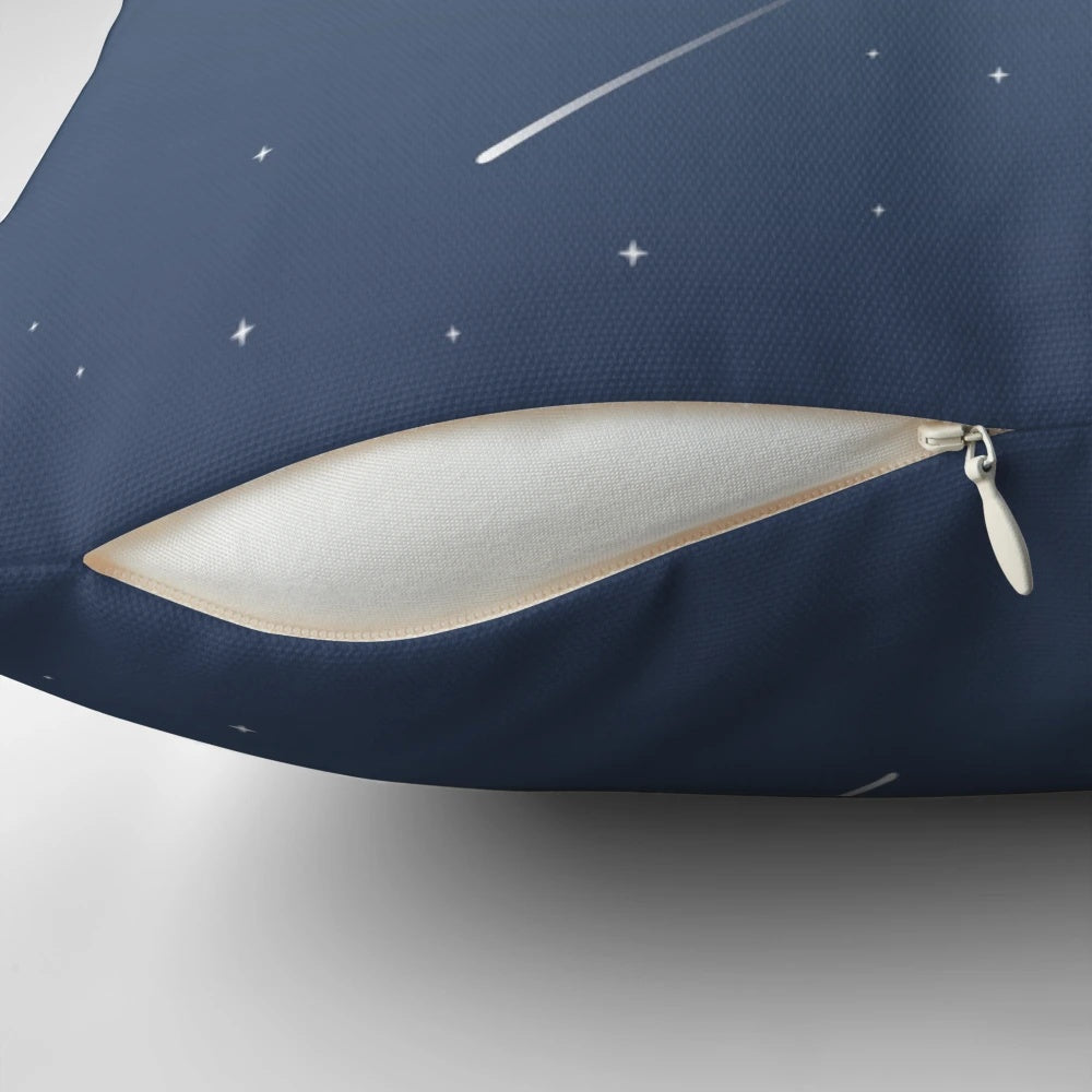 A decorative pillow featuring a starry night sky design, inspired by the Star Wars galaxy.