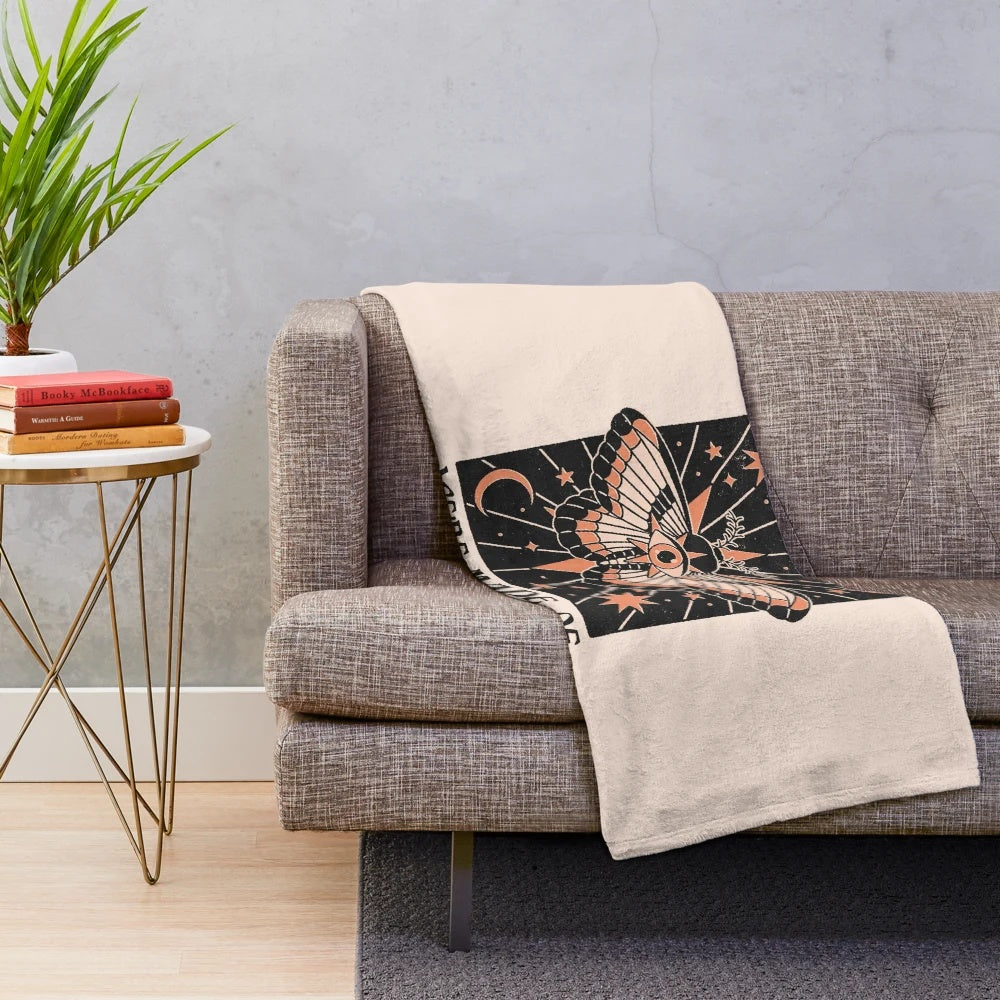 Stardust plush blanket featuring a cosmic, astrological design