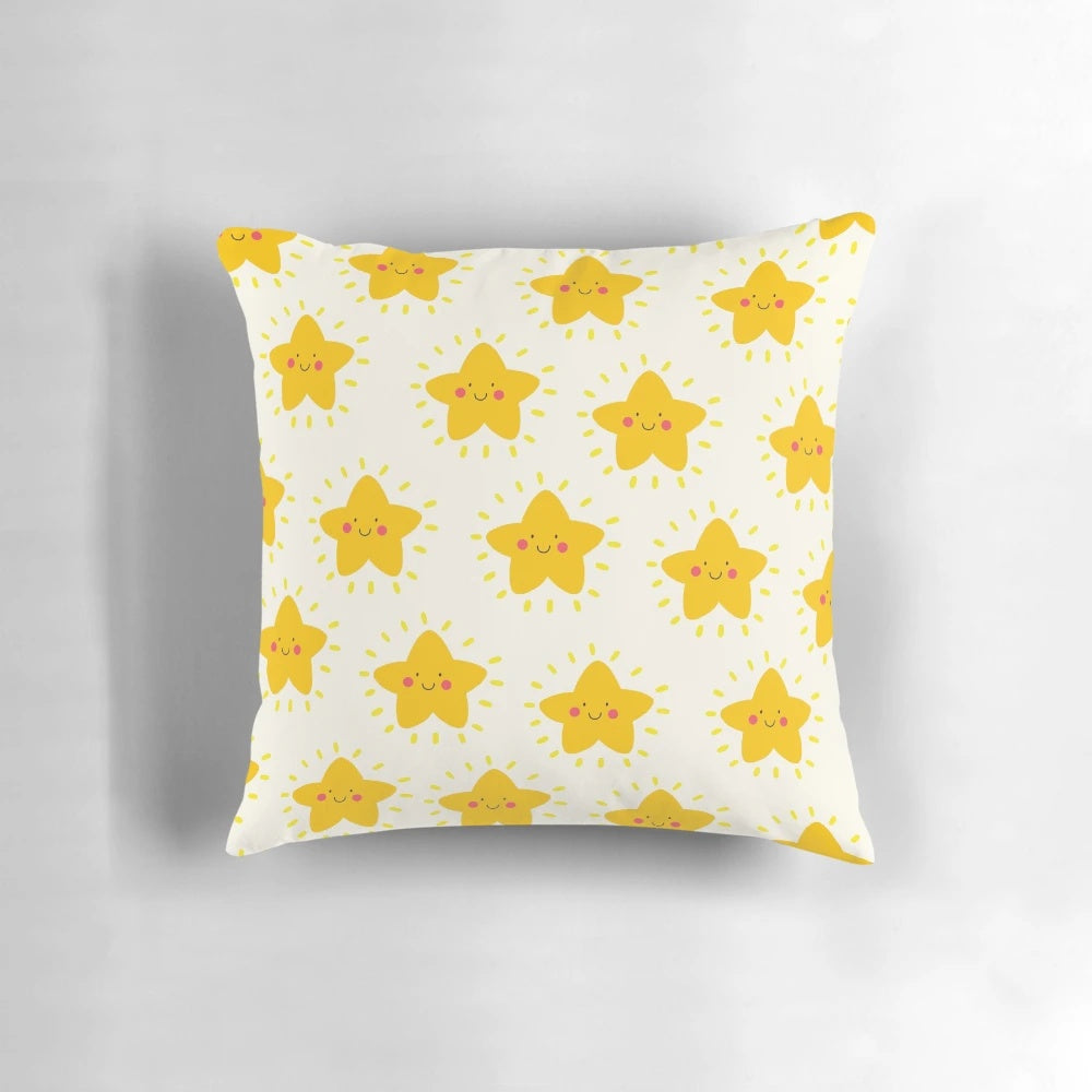Soft, patterned pillow featuring a starry night sky design, perfect for adding a touch of whimsy to any room.