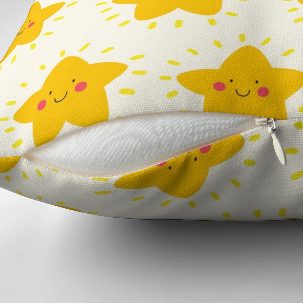 Soft, patterned pillow featuring a starry night sky design, perfect for adding a touch of whimsy to any room.