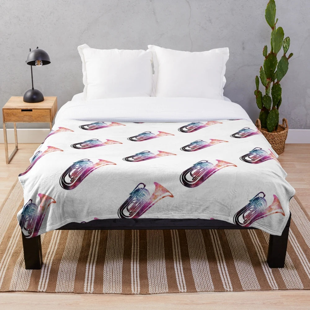 Galaxy tuba-themed plush blanket