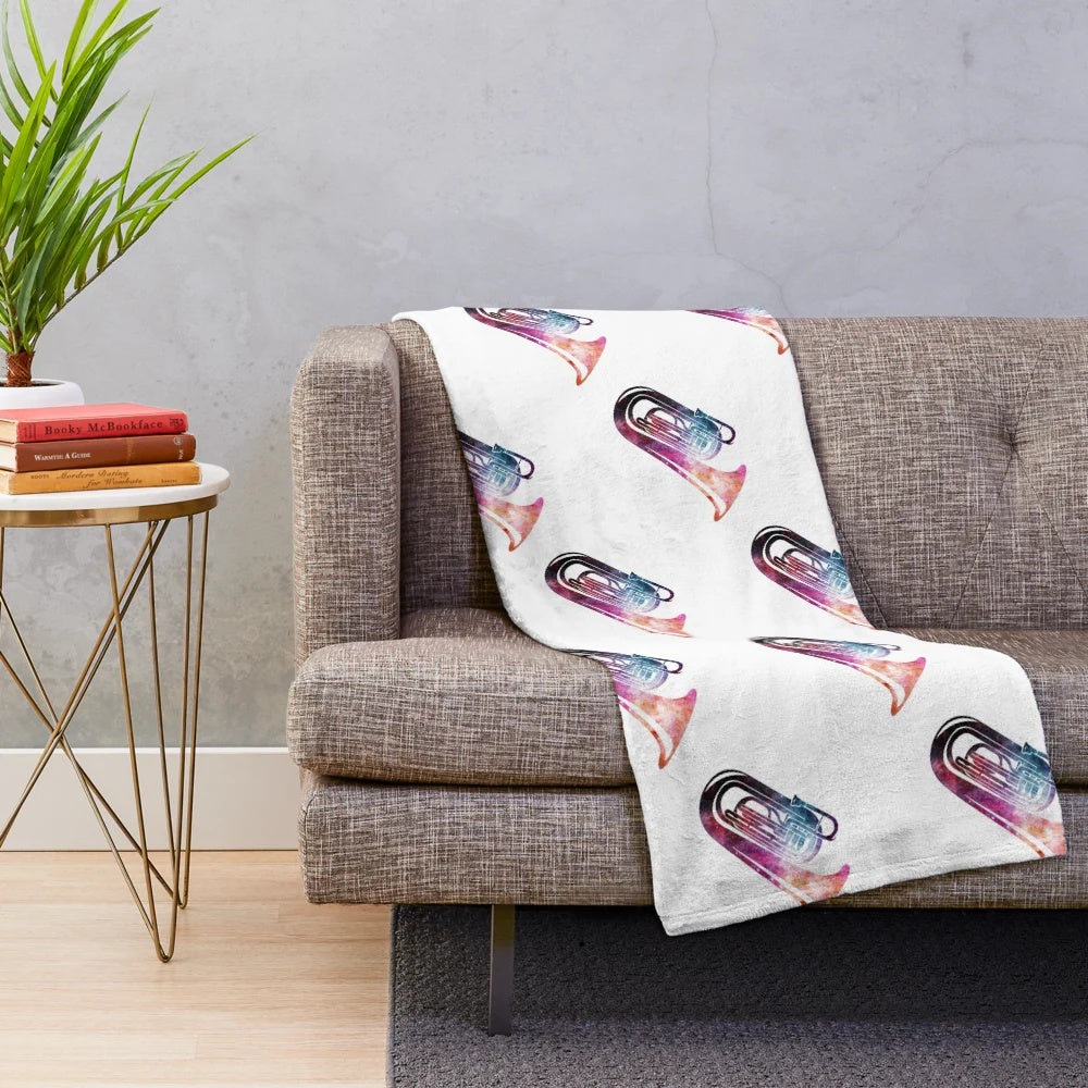 Galaxy tuba-themed plush blanket