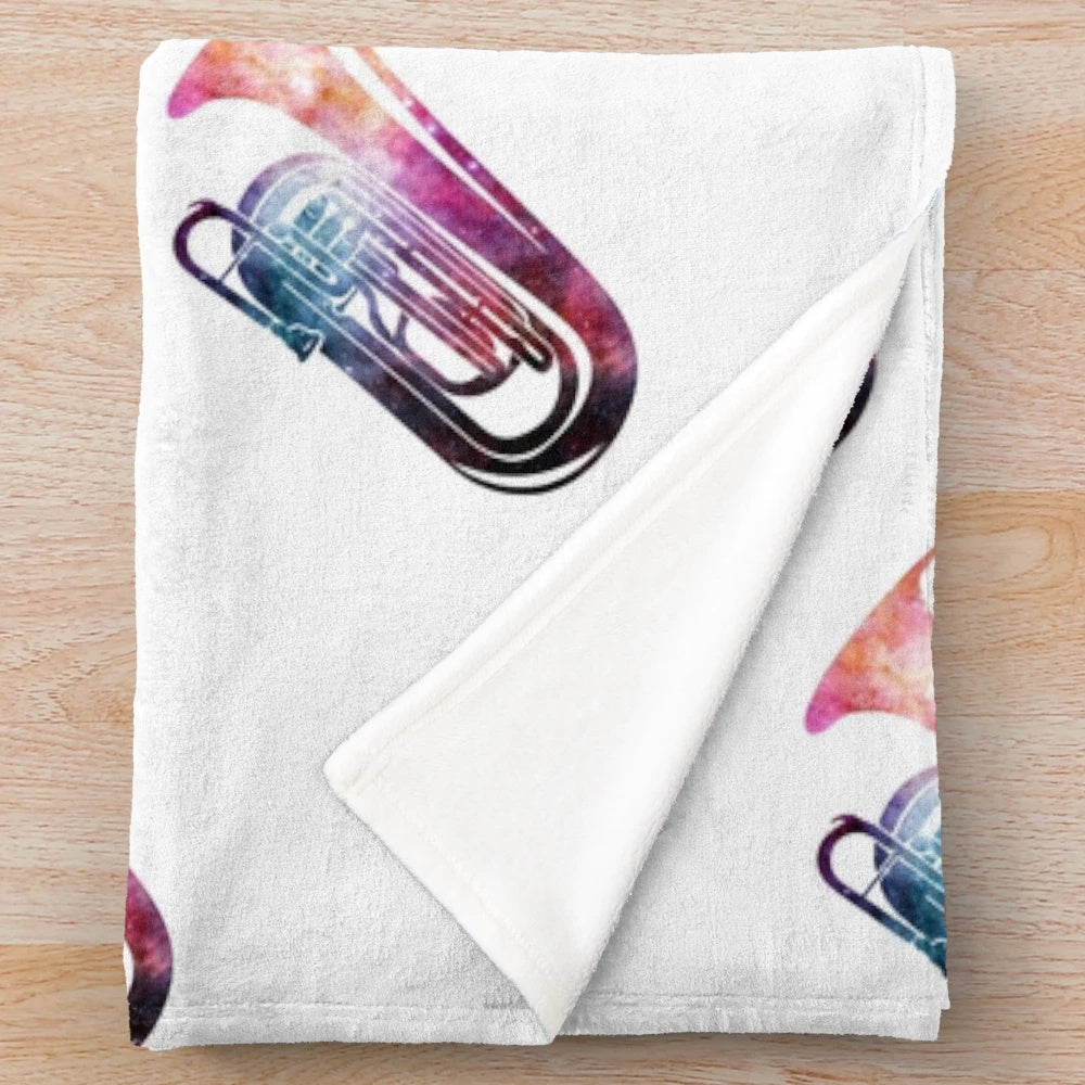 Galaxy tuba-themed plush blanket