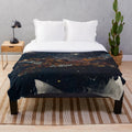 Celestial wolf plush blanket featuring a galaxy-inspired design