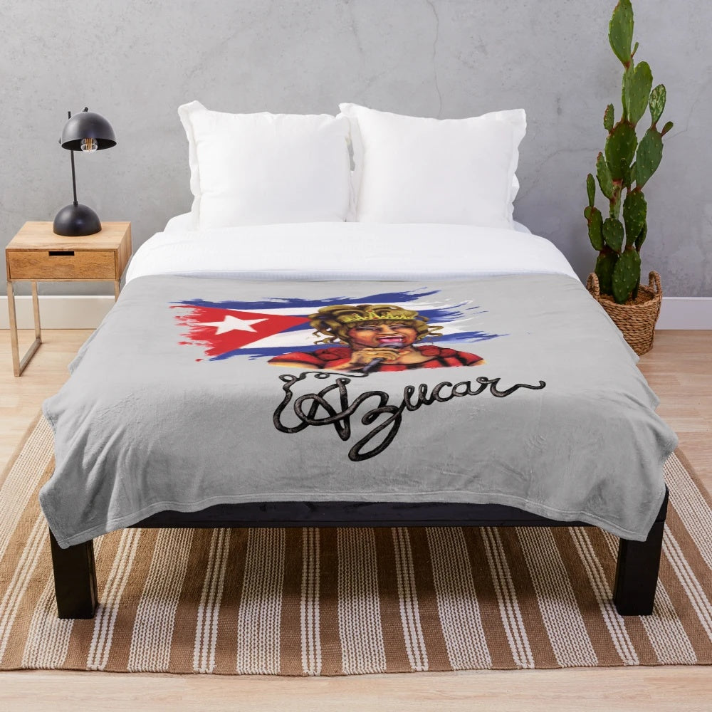 Celia Cruz inspired plush blanket featuring the Queen of Salsa