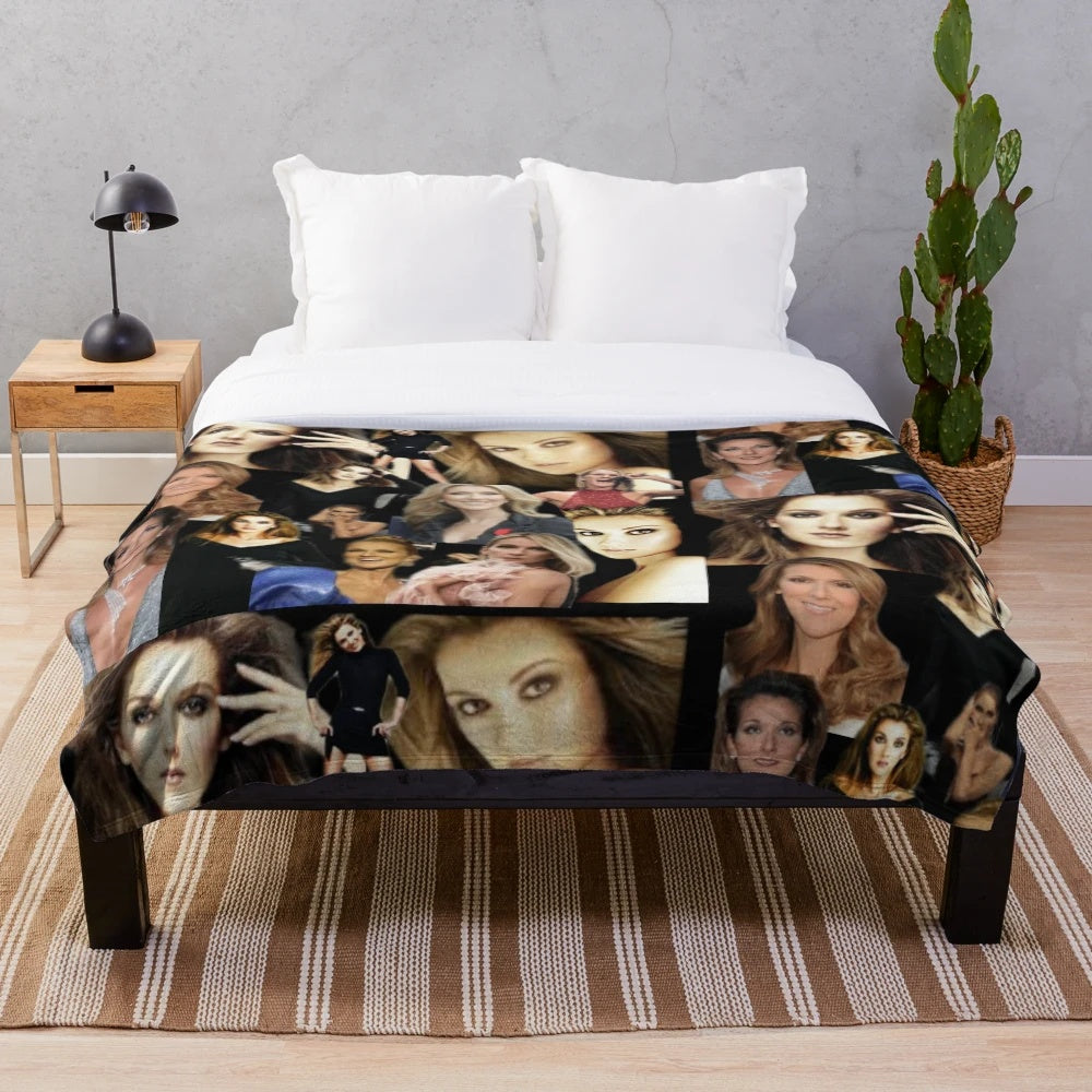 Celine Dion-inspired collage plush blanket
