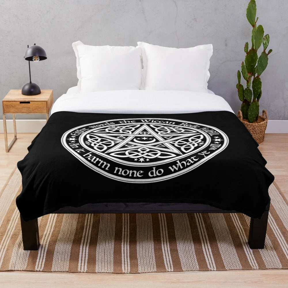 Celtic Pentagram Plush Blanket with Mystical Celestial Design