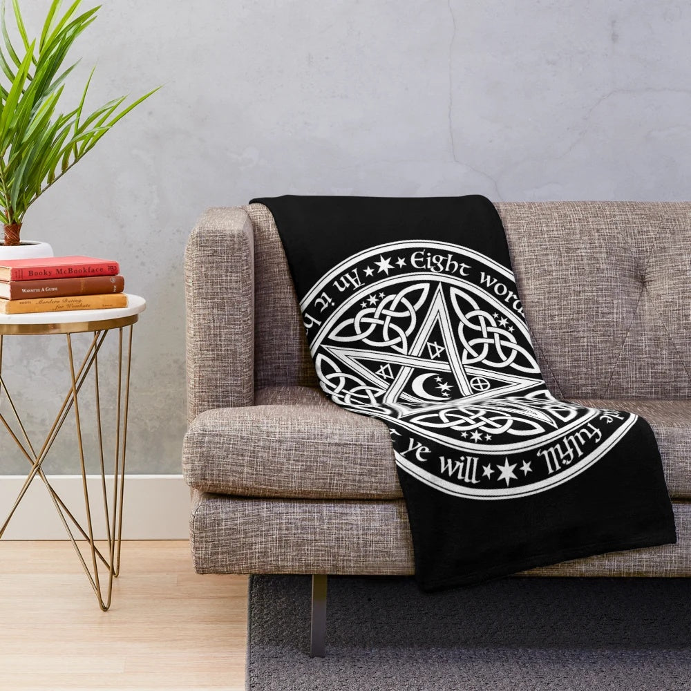 Celtic Pentagram Plush Blanket with Mystical Celestial Design