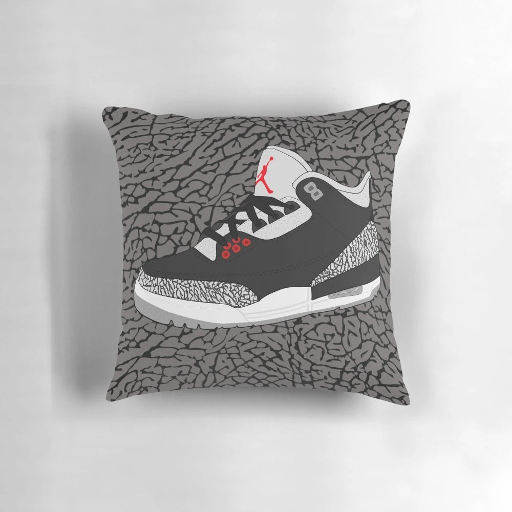 Cement 3s sneaker-inspired pillow with elephant print design
