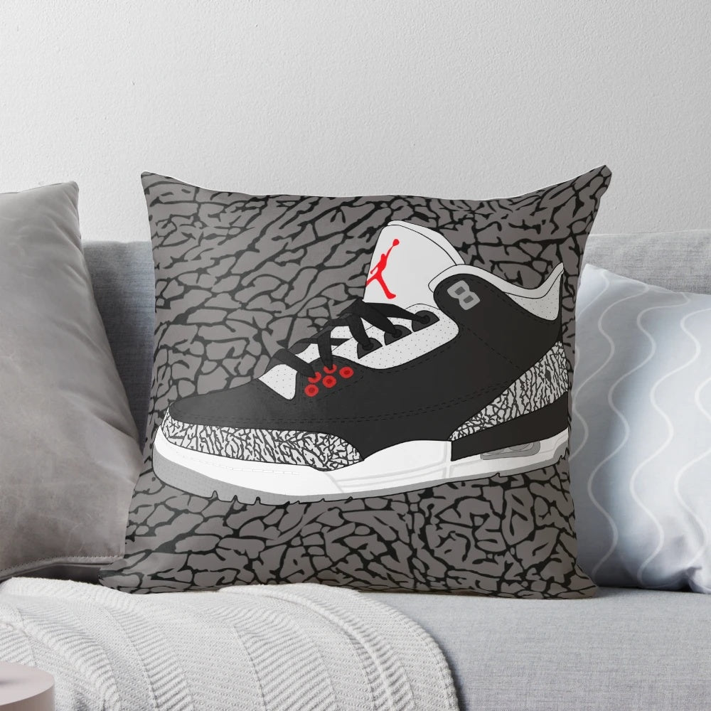 Cement 3s sneaker-inspired pillow with elephant print design