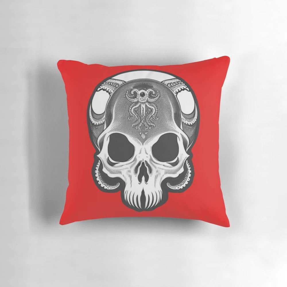 Cephalopod skull pillow with intricate details and a dark, gothic aesthetic