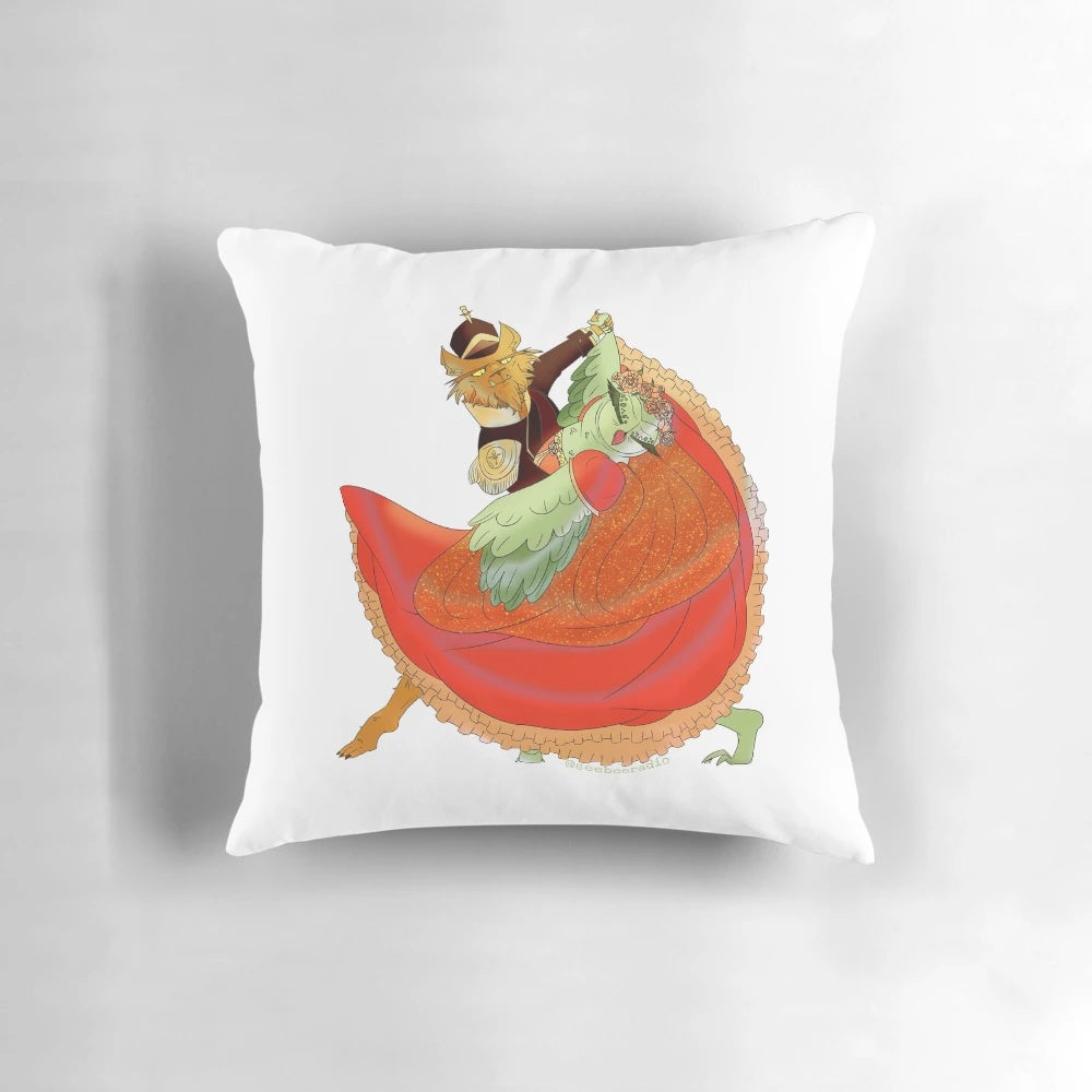 The Ceremonymaster Dance Pillow featuring characters from Dimension20's A Court of Fey and Flowers