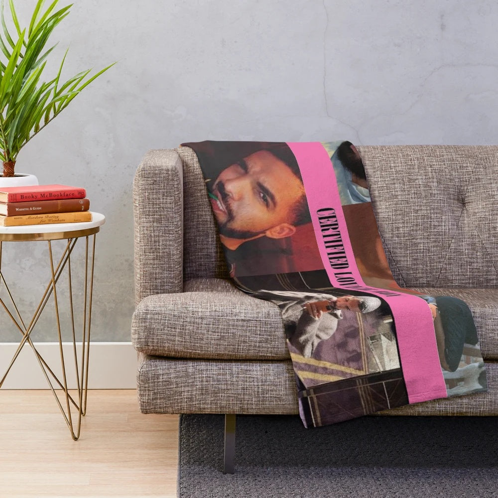 Soft and cozy plush blanket featuring a drake-inspired tapestry design