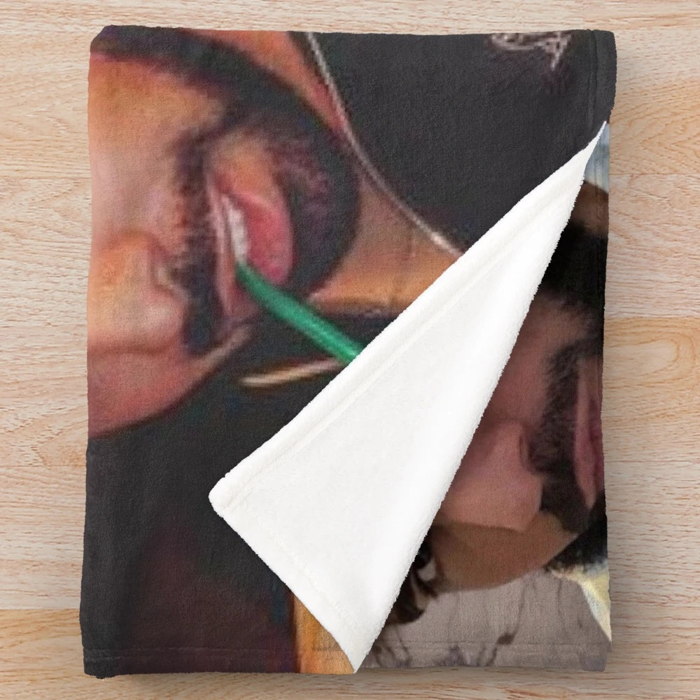 Soft and cozy plush blanket featuring a drake-inspired tapestry design