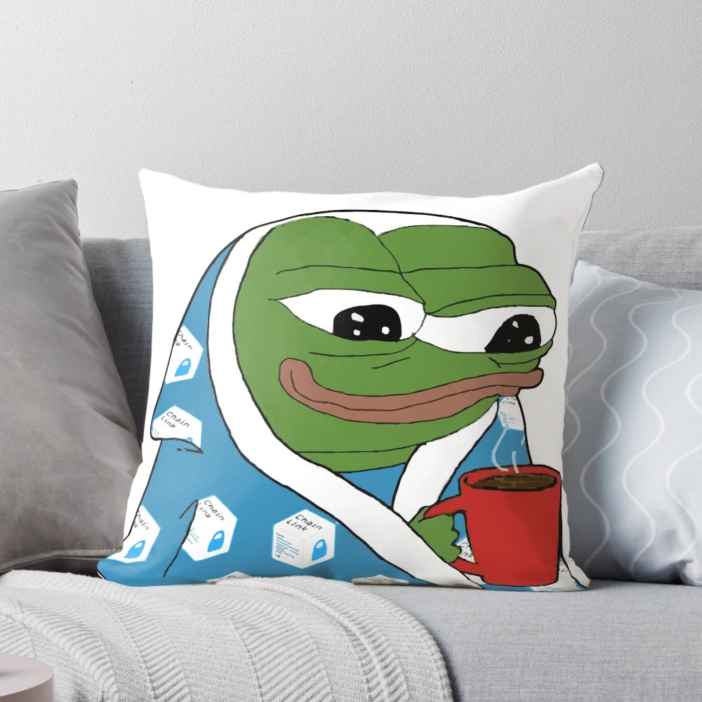 Chainlink cryptocurrency-inspired marine-themed decorative pillow