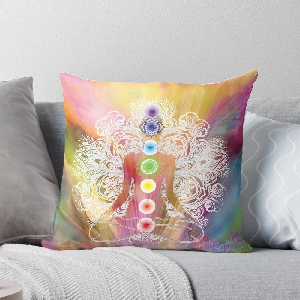 Chakra Balance Pillow for Spiritual Meditation and Yoga Practice