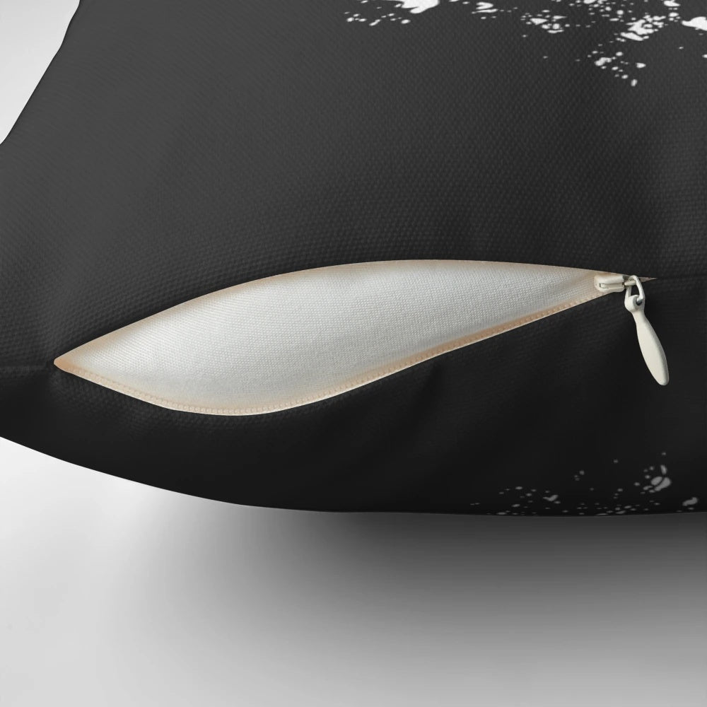 Chalky hand print design on a comfortable, cozy pillow for rock climbing and mountain climbing enthusiasts.
