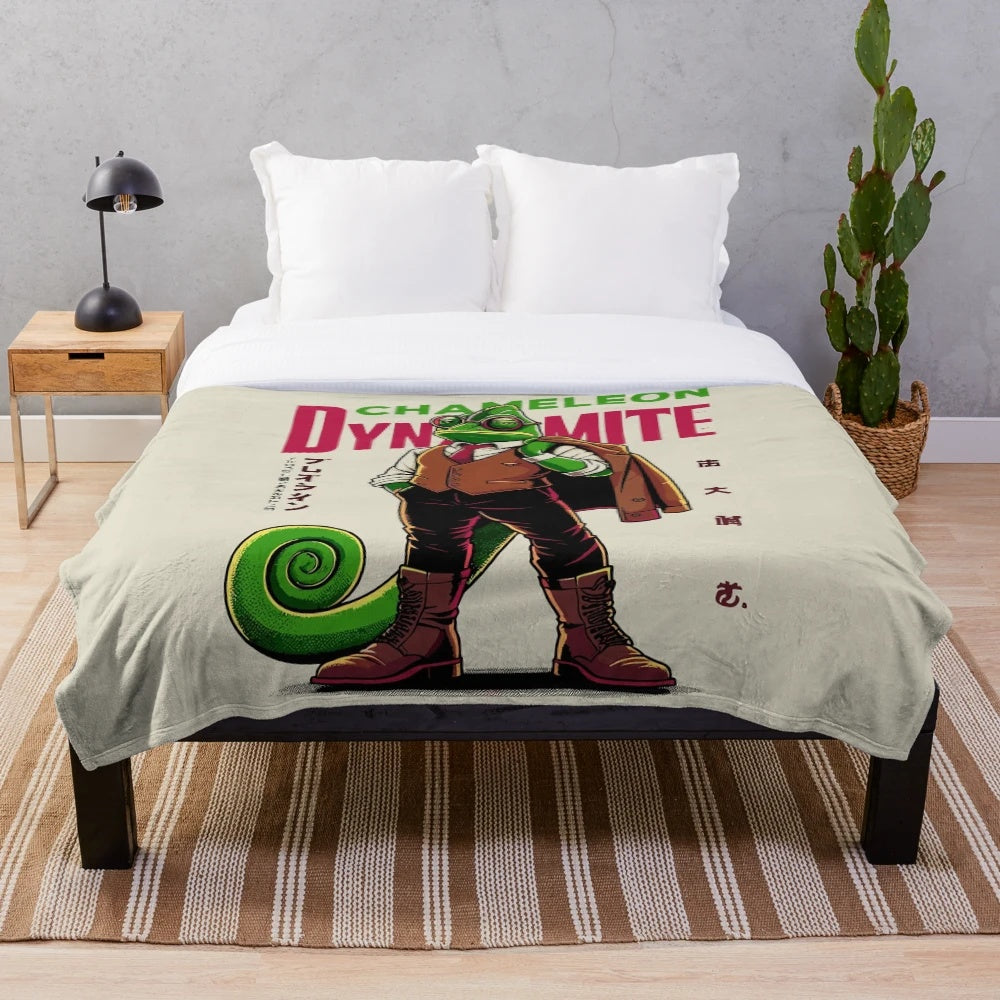 Chameleon Dynamite Plush Blanket - Cozy and Whimsical Anthropomorphic Lizard Design