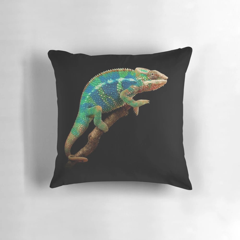 Chameleon Pillow - A plush, decorative pillow featuring a colorful chameleon design