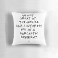 Chandler Bing quotes decorative throw pillow featuring sarcastic one-liners from the popular sitcom Friends