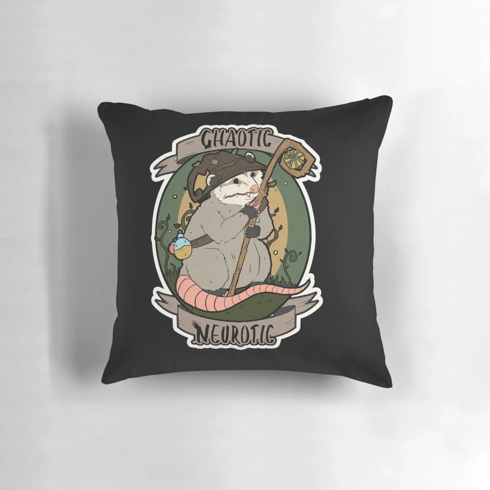 Chaotic Neurotic DnD Opossum Pillow - A fun and quirky accent pillow for your home.
