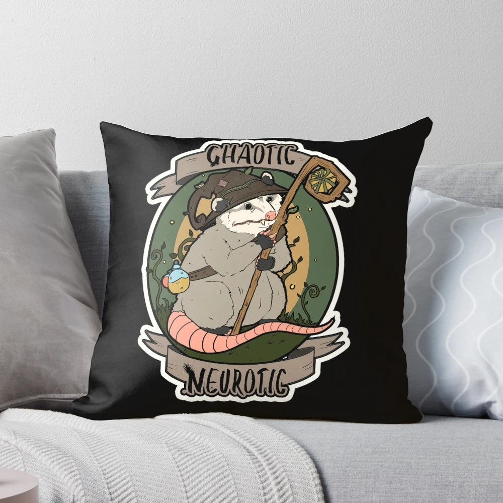 Chaotic Neurotic DnD Opossum Pillow - A fun and quirky accent pillow for your home.