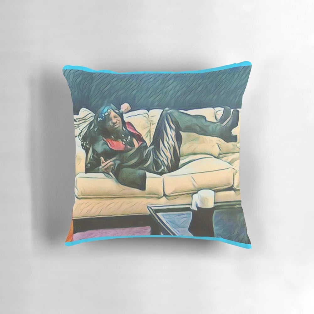 Chappelle Show inspired throw pillow with "I'm Rick James, Bitch!" design