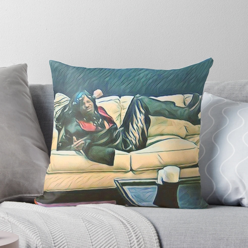 Chappelle Show inspired throw pillow with "I'm Rick James, Bitch!" design