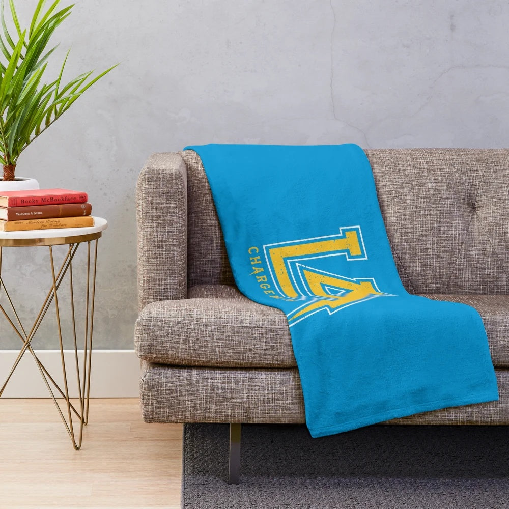Los Angeles Chargers-inspired classic plush blanket with retro logo design