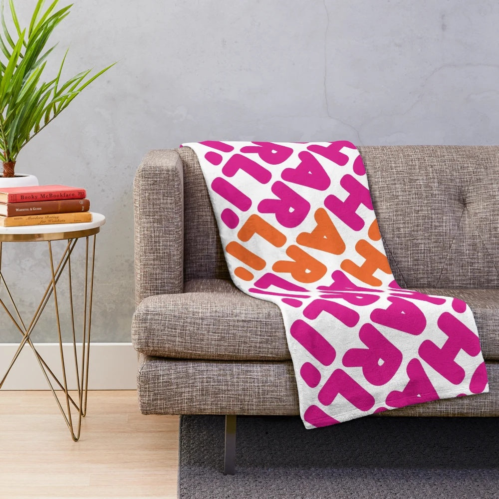 Cozy plush blanket featuring Charli Dunkin-inspired design