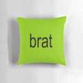 Charli XCX 'Brat' inspired aesthetic pillow with a vibrant green and pink design