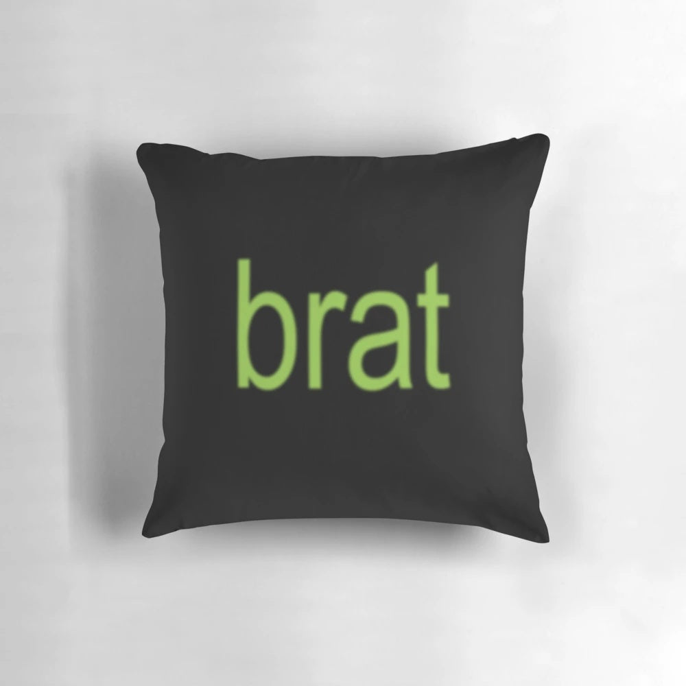 Green Pillow featuring the album cover art for Charli XCX's 'Brat