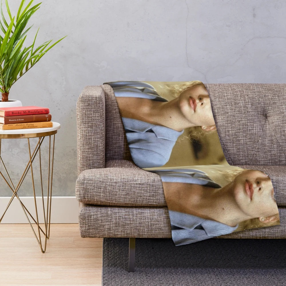 Charlize Theron inspired plush blanket with a vintage Hollywood actress design