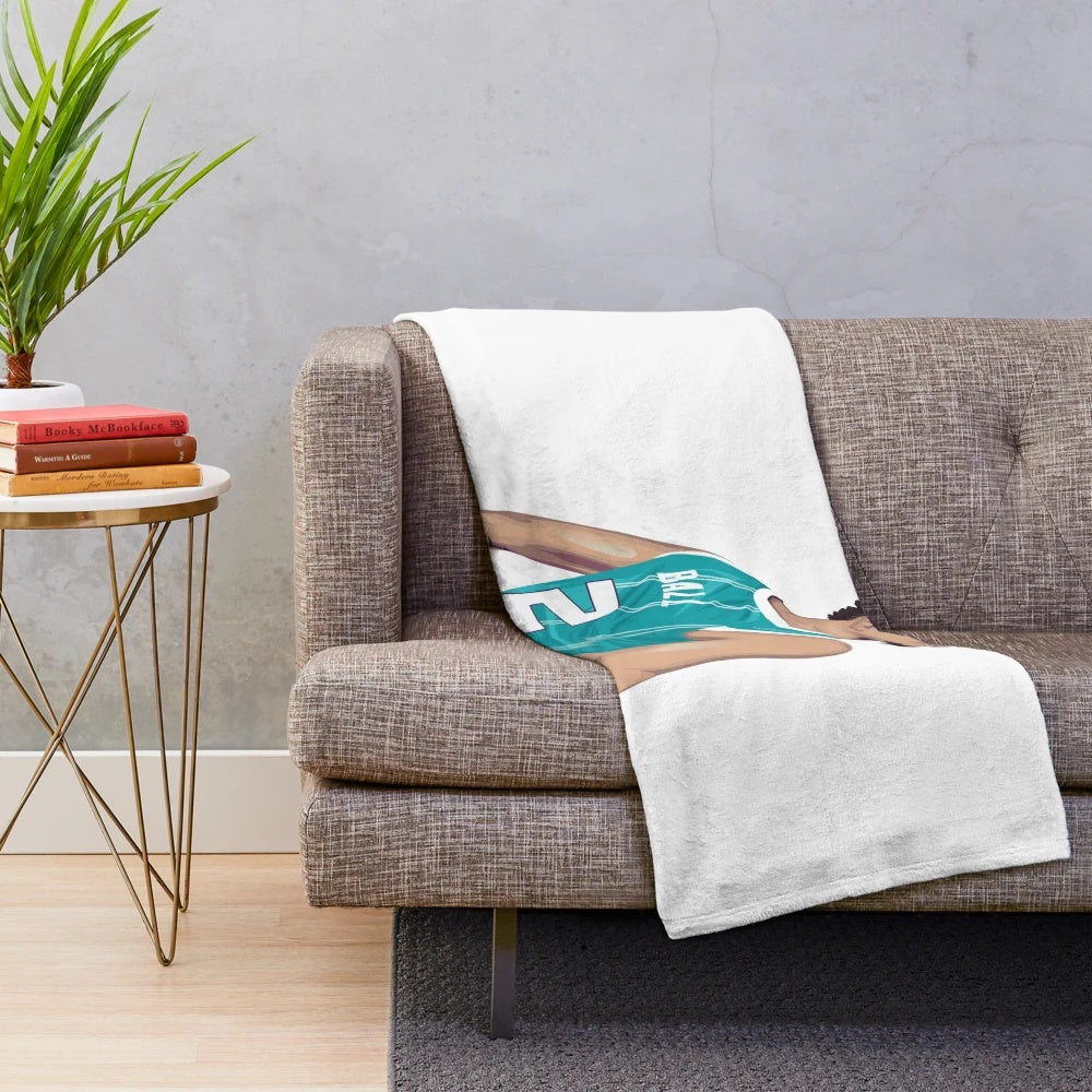 Charlotte Hornets inspired plush blanket with Lamelo Ball graphics