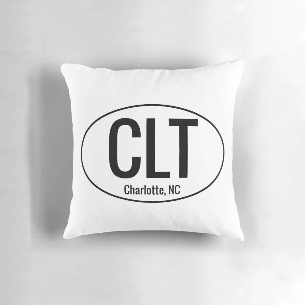 Charlotte, North Carolina (CLT) Location Sticker Pillow