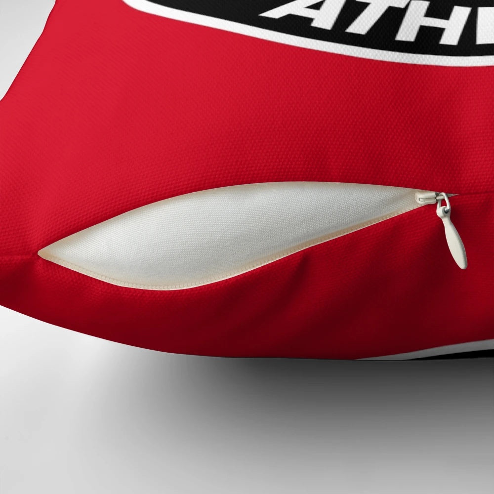 Charlton Athletic FC football club pillow with the team's iconic red and white colors and crest design.